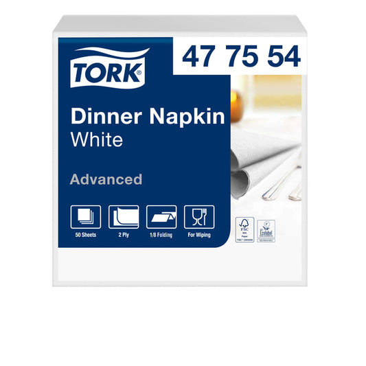 Witte dinerservet Tork 39x39cm, 150 stuks