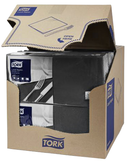 Zwart Tork papieren servet 33x33cm, 200 stuks, 2-laags