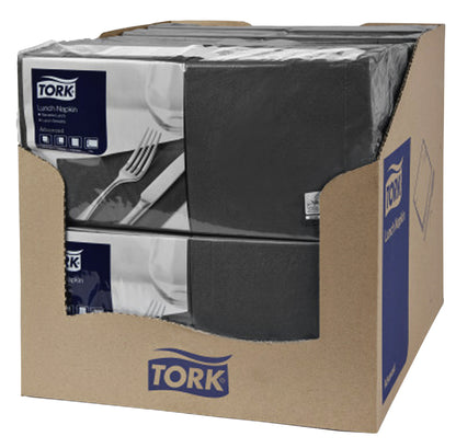 Zwart Tork papieren servet 33x33cm, 200 stuks, 2-laags - 2