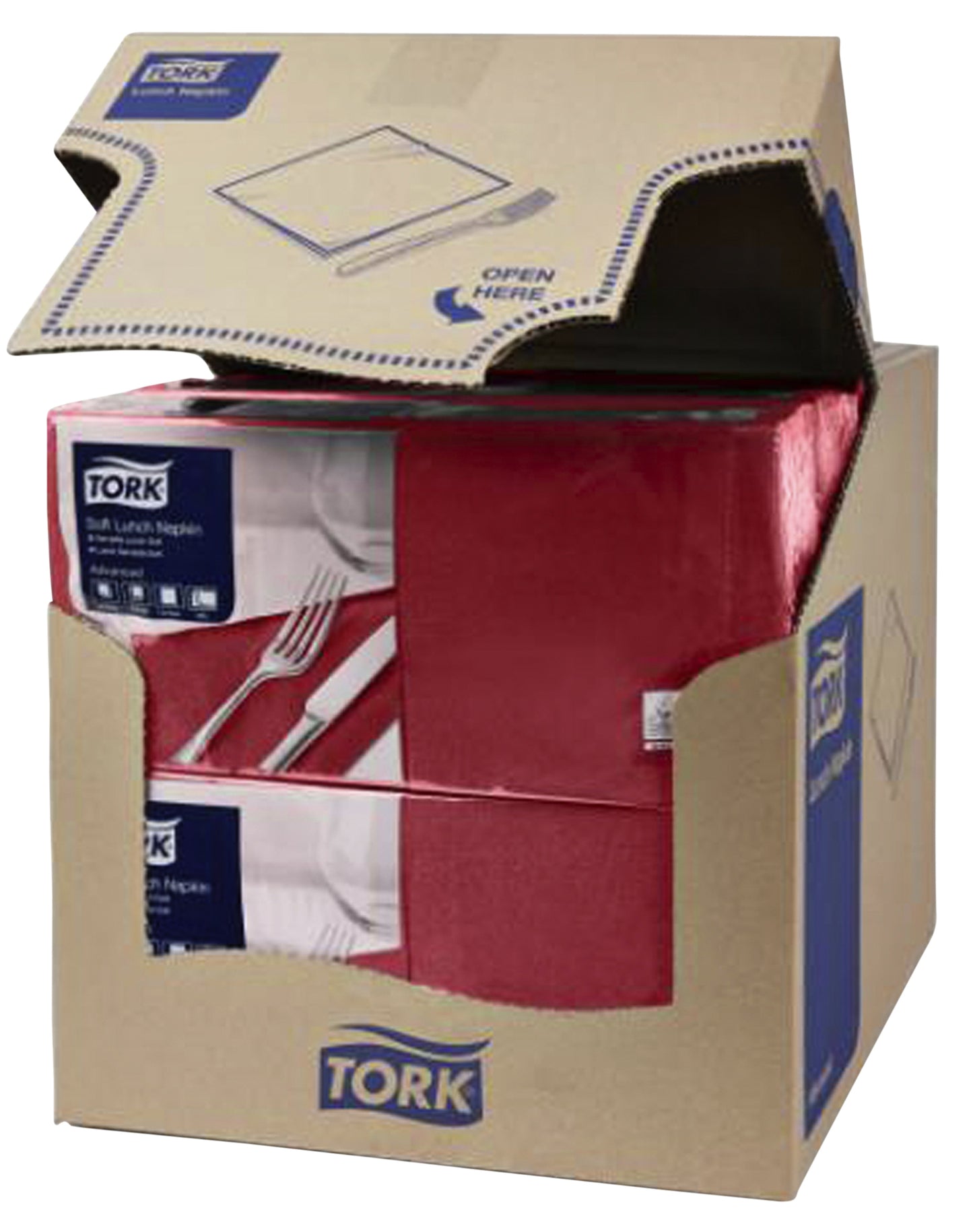 Papieren servet Tork 33x33cm bordeauxrood 200 stuks