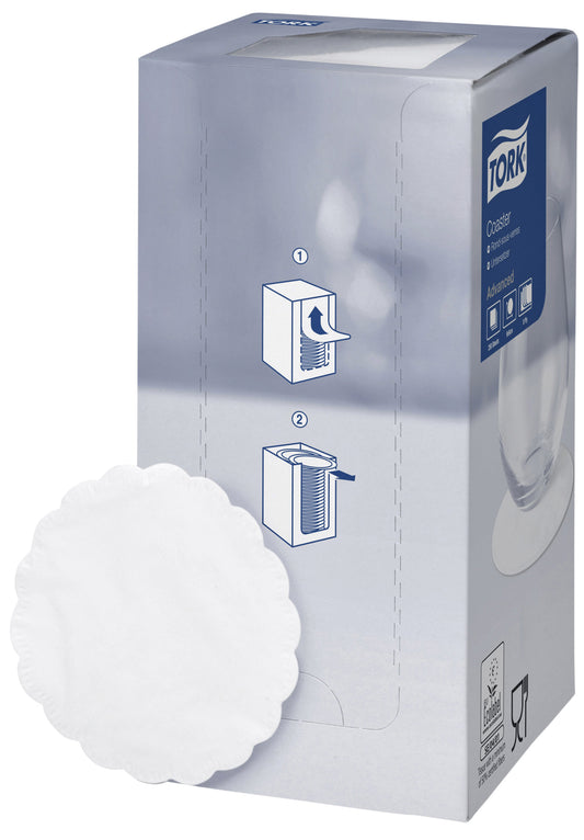 Witte onderzetters Tork geschulpt, 250 stuks