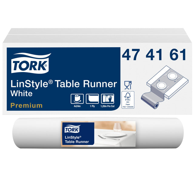 Tafelloper Tork LinStyle® 120x40cm wit, wegwerp