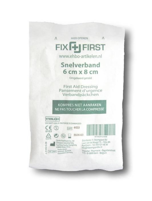 Snelverband FixFirst gerold 6x8 cm, steriel