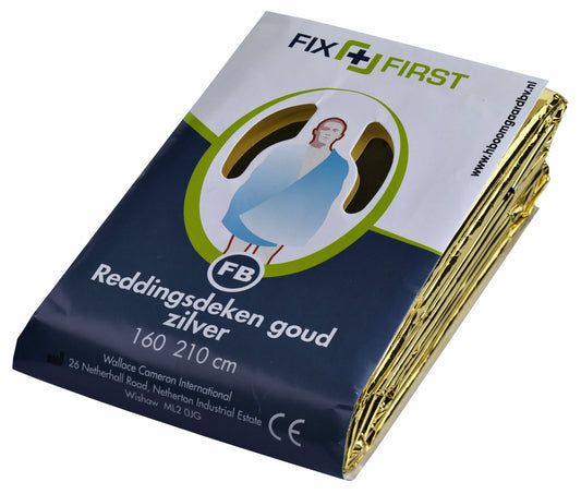 FixFirst Reddingsdeken folie 160x210cm zilver/goud