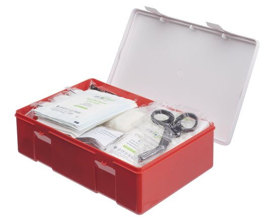 Verbandtrommel FixFirst B2 met uitgebreide inhoud en wandhouder