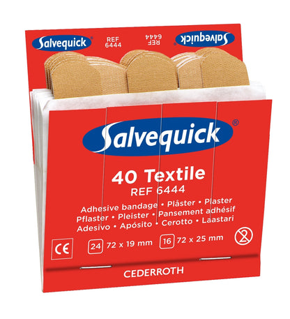 Salvequick textiele navulling 6 kaarten met luchtdoorlatende pleisters