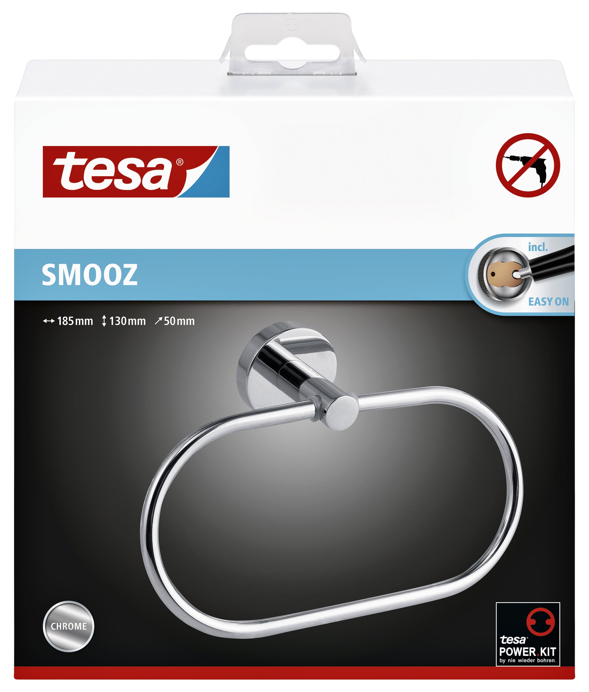Handdoekring Tesa Smooz verchroomd zelfklevend - 2