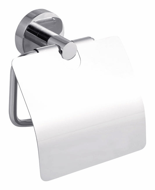 Toiletrolhouder met deksel tesa Smooz verchroomd rond design