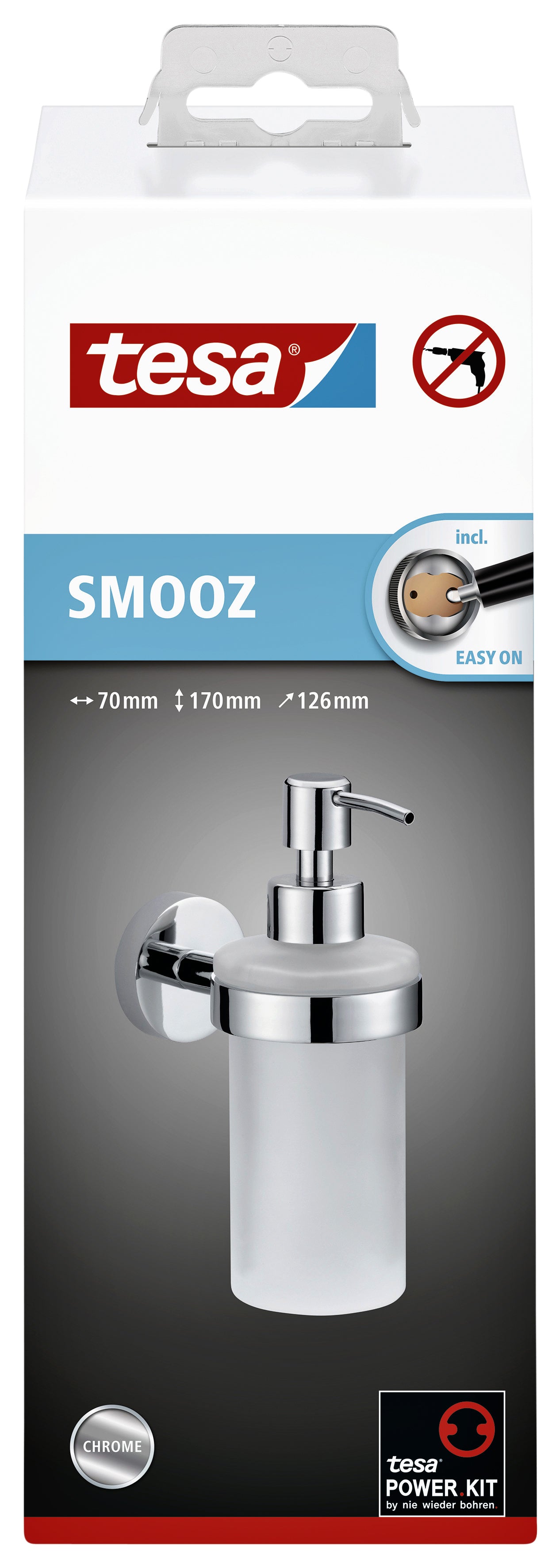 Zelfklevende verchroomde zeeppomp TesaSmooz 200ml - 2