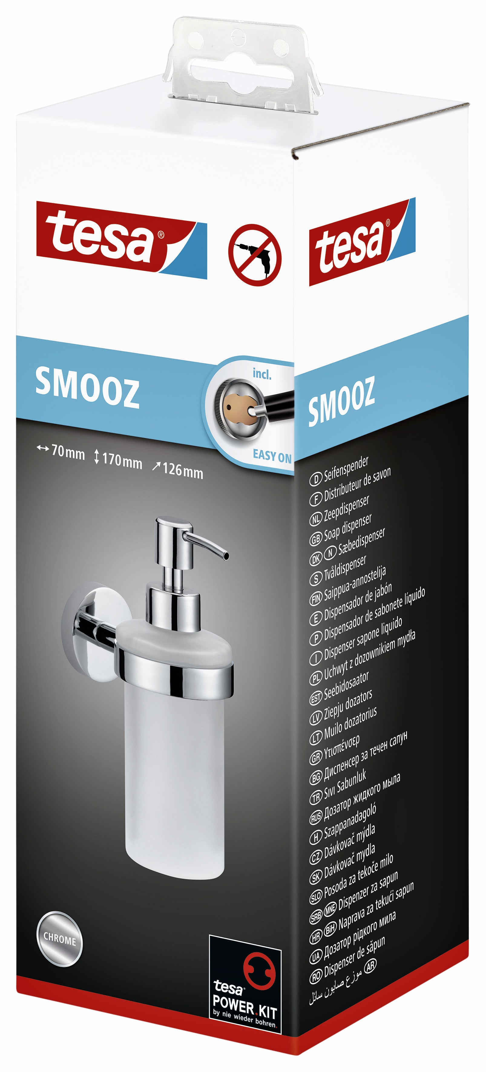 Zelfklevende verchroomde zeeppomp TesaSmooz 200ml - 3