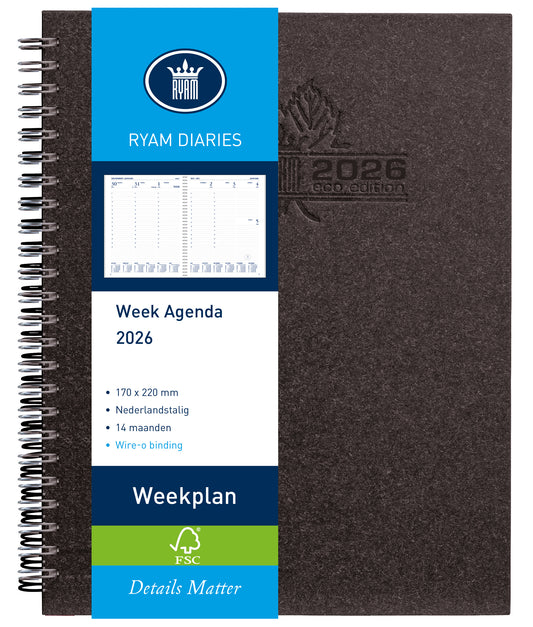 Agenda 2025 Ryam Weekplan Wire-o Zwart