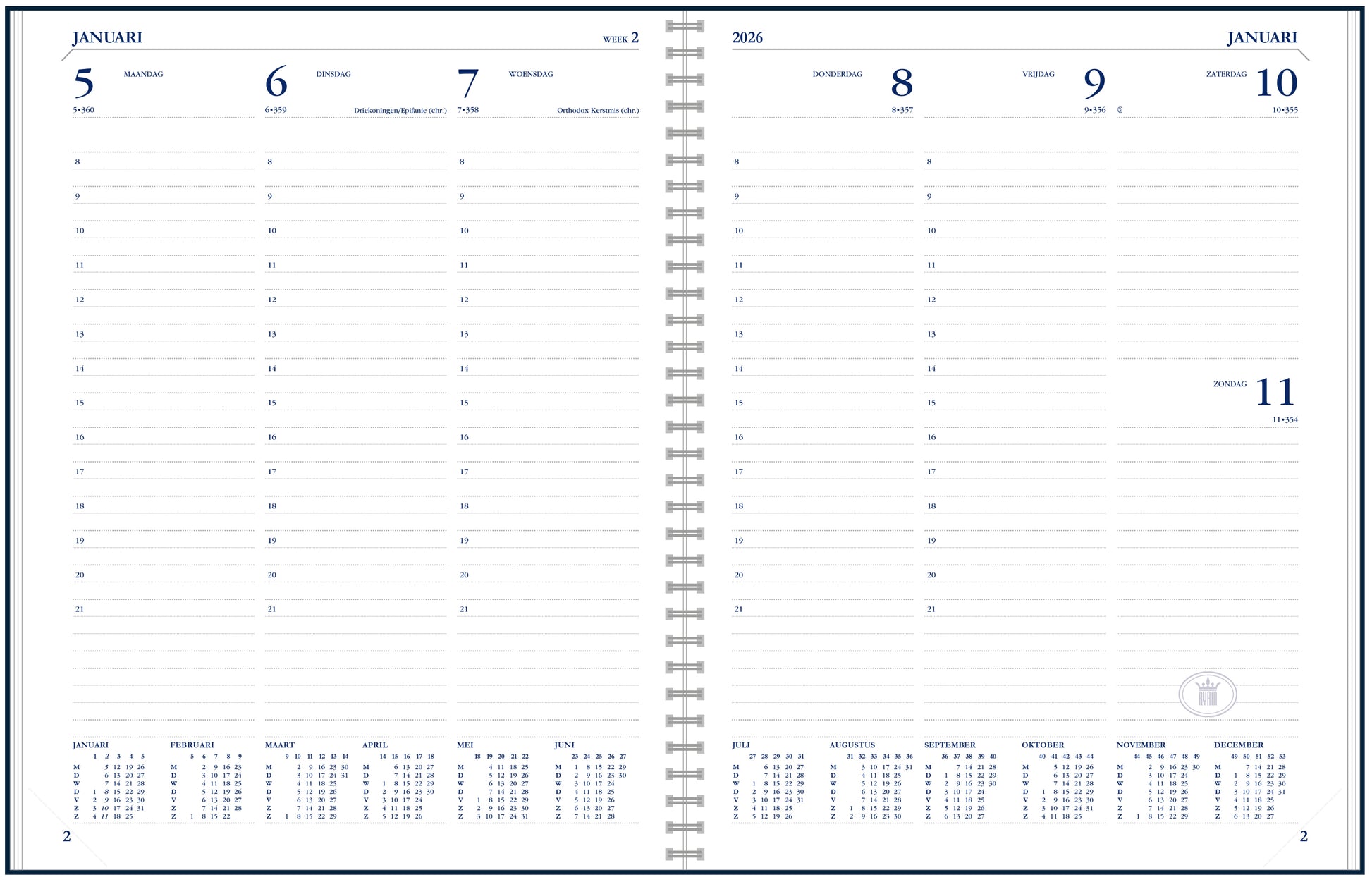 Agenda 2025 Ryam Weekplan Wire-o Zwart - 2