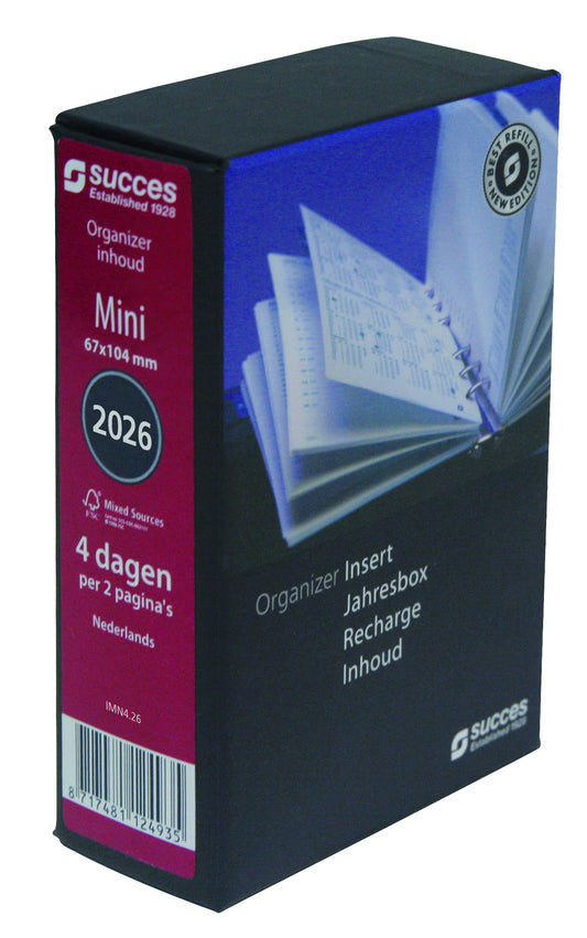Agendavulling Succes Mini 2025 4 Dagen/2 Pagina's