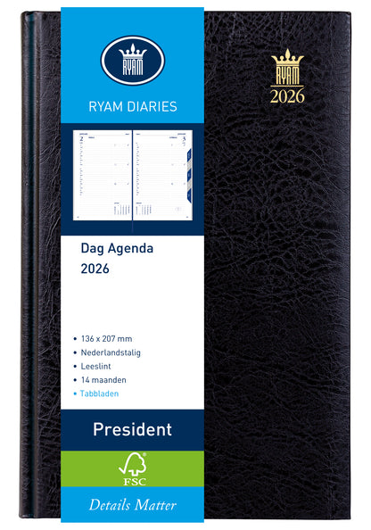 Agenda 2025 Ryam President Mundior 1dag/1pagina met kunstlederen omslag