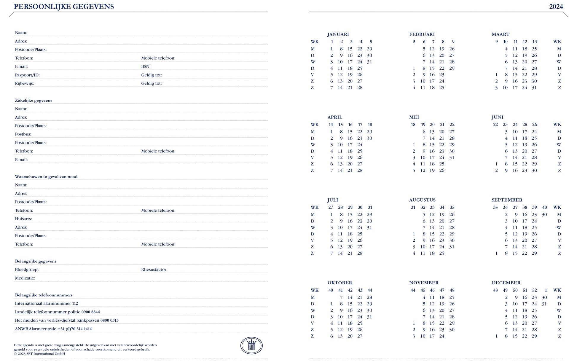 Ryam Weekplan Mundior agenda 2025, 7 dagen per pagina, zwart - 2