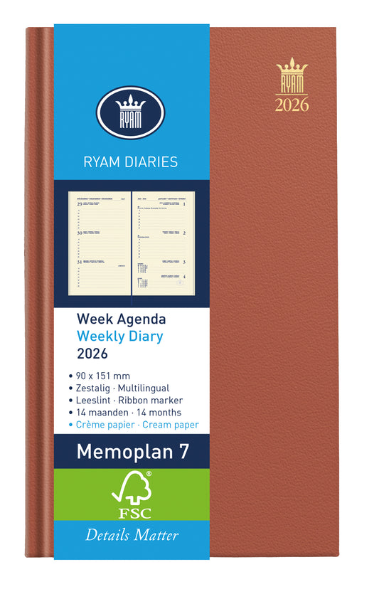 Agenda 2025 Ryam Memoplan 7 Nappa 7d/2p Assortie