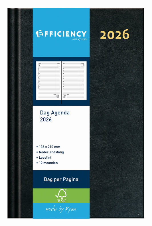 Ryam Efficiency Baladek Agenda 2025, 1 dag per pagina, zwart