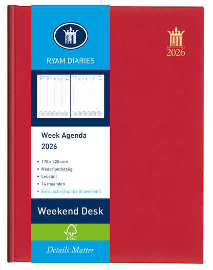 Ryam Weekend Desk Agenda Lazio 2024 7d/2p Assorti Linnen Kaft - 4