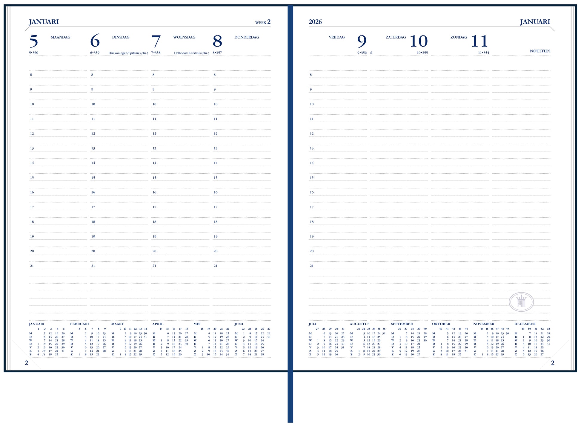 Ryam Weekend Desk Agenda Lazio 2024 7d/2p Assorti Linnen Kaft - 5