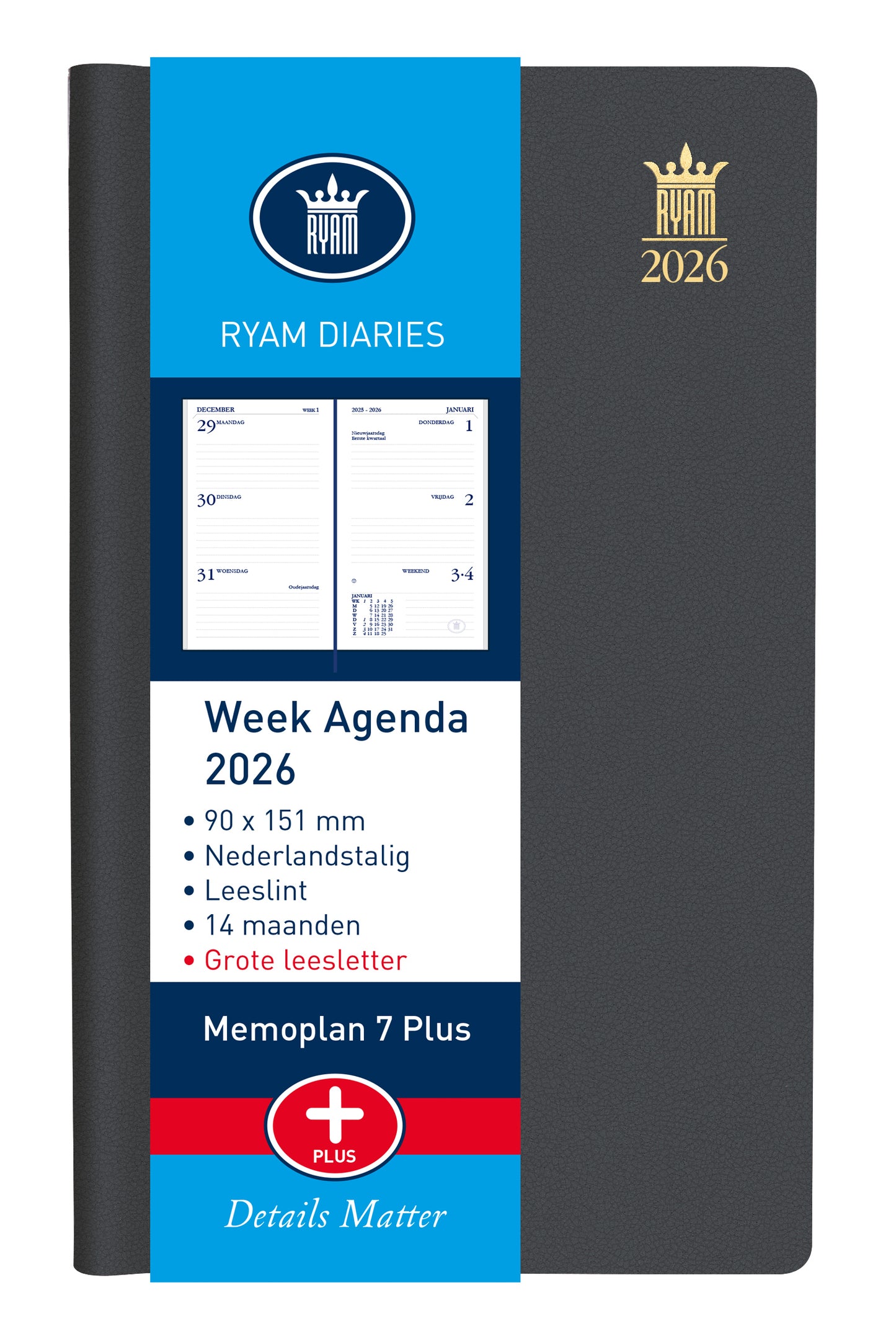 Agenda 2025 Ryam Memoplan 7 Plus Mundior, 14 maanden, groot lettertype - 4