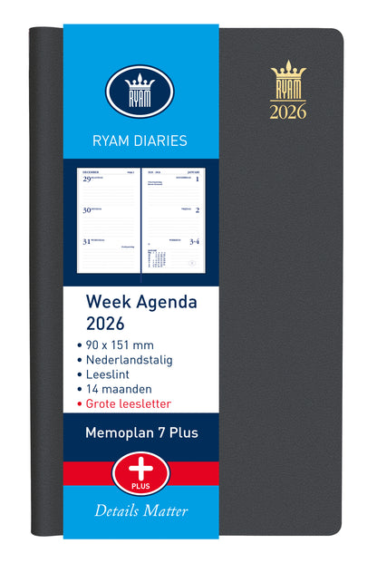 Agenda 2025 Ryam Memoplan 7 Plus Mundior, 14 maanden, groot lettertype - 4