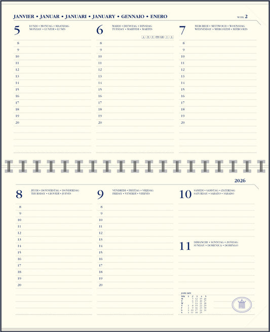Agendaboek Ryam Memoplan 7 Compact Liggend 7D/2P – 08.00-20.00 uur