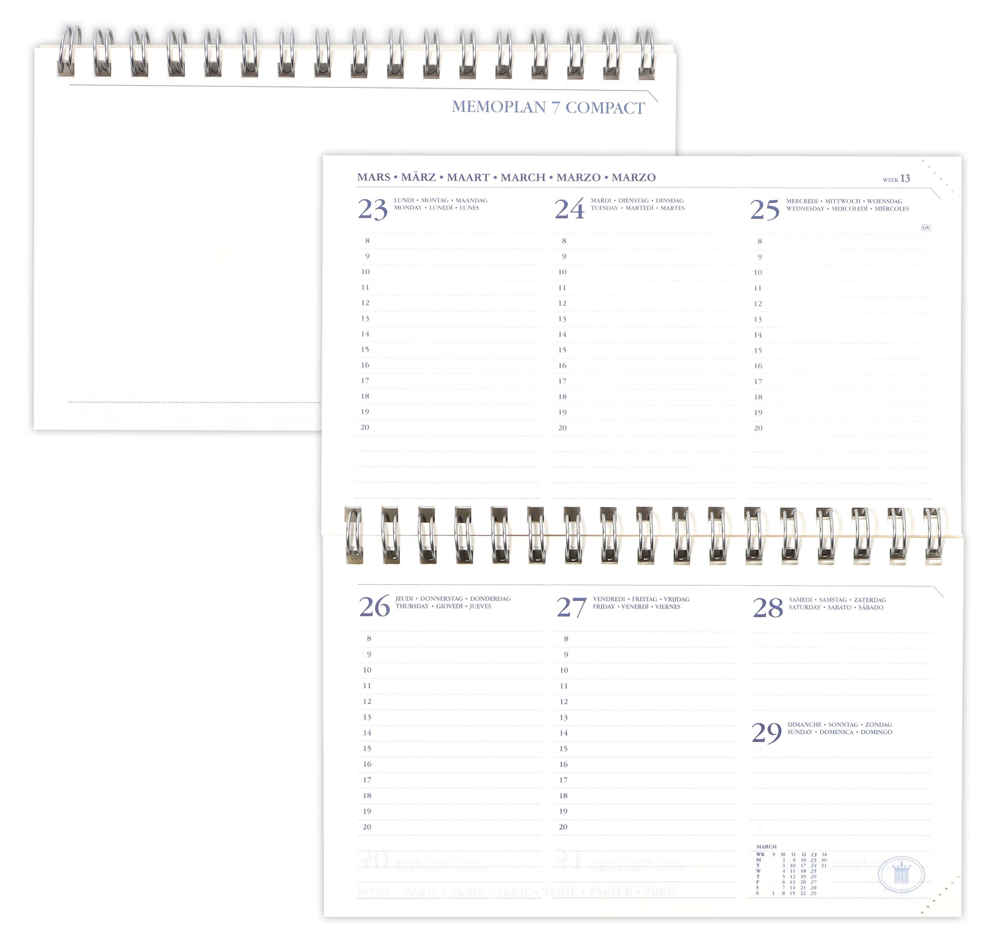 Agendaboek Ryam Memoplan 7 Compact Liggend 7D/2P – 08.00-20.00 uur - 3