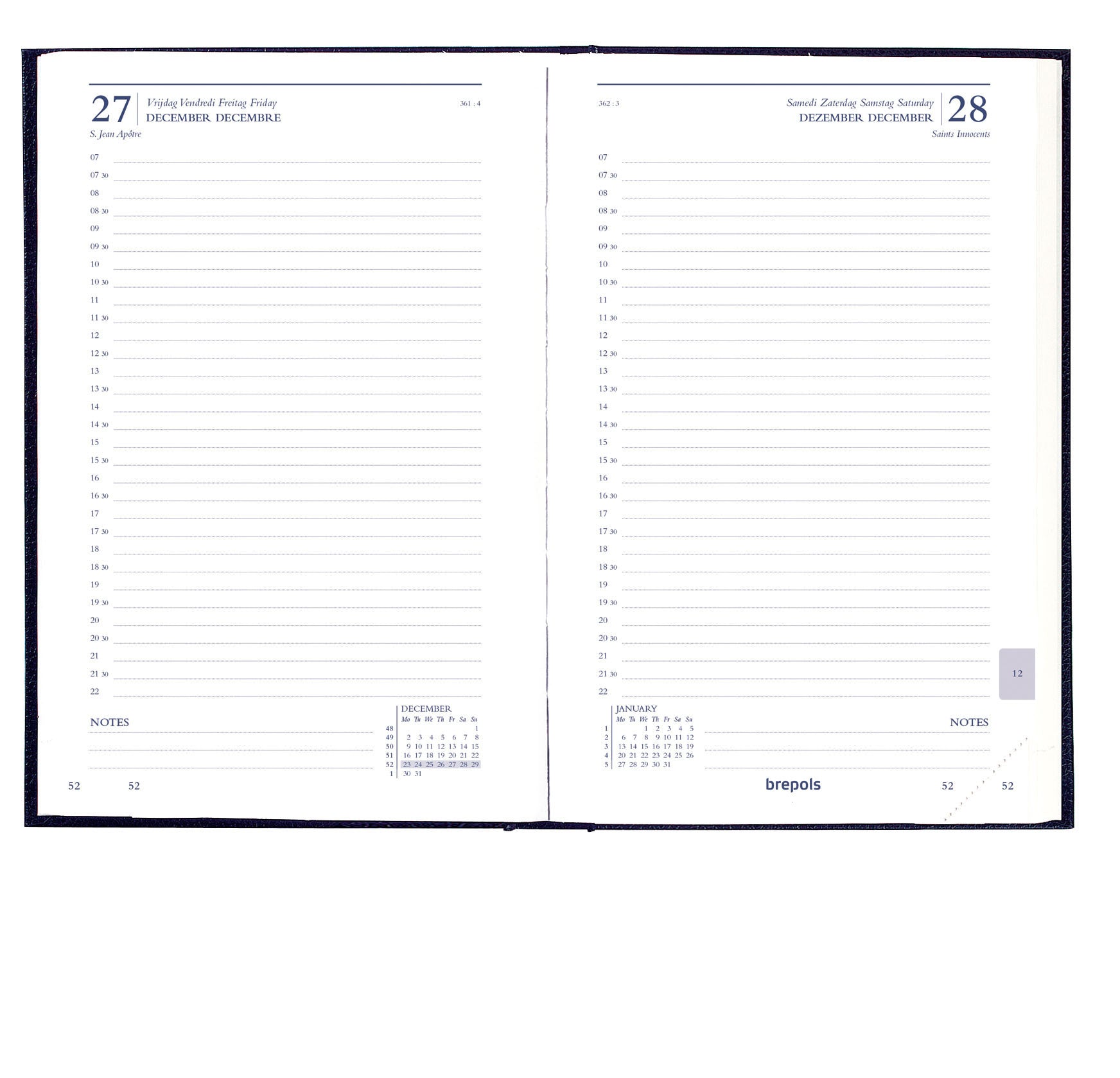 Agenda 2025 Brepols Saturnus Luxe 1d/1p met kunstlederen omslag - 2