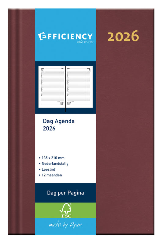 Agenda 2025 Ryam Efficiency Baladek 1 dag per pagina bordeaux