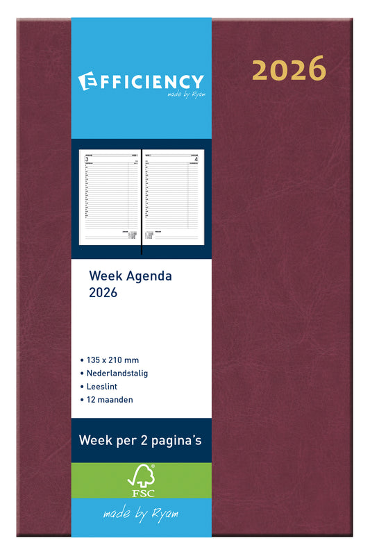Agenda 2025 Ryam Efficiency Baladek 7-dagen 2-pagina's Bordeau