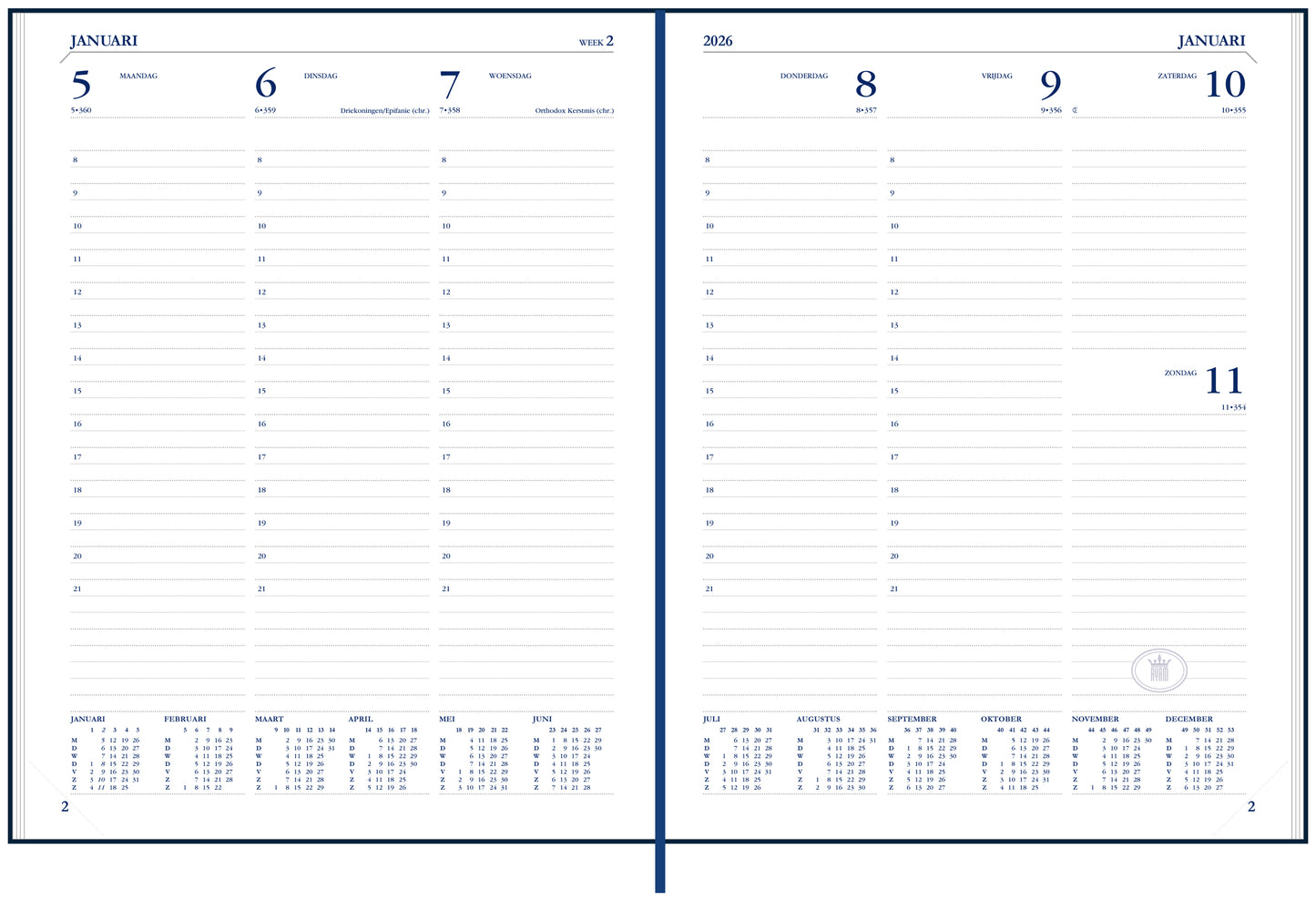 Agenda 2025 Ryam Weekplan Mundior 7-dagen/2-pagina, bordeaux - 2