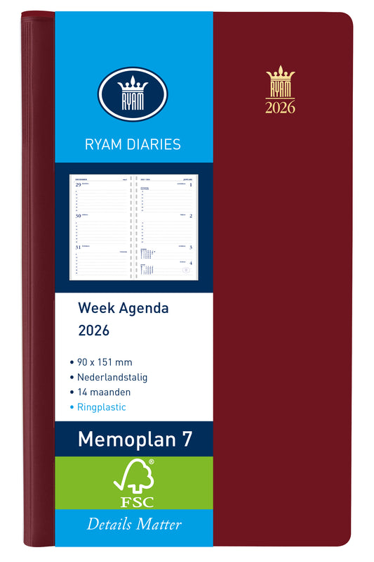 Agenda 2025 Ryam Memoplan 7 Suprema bordeaux, 2-uursindeling