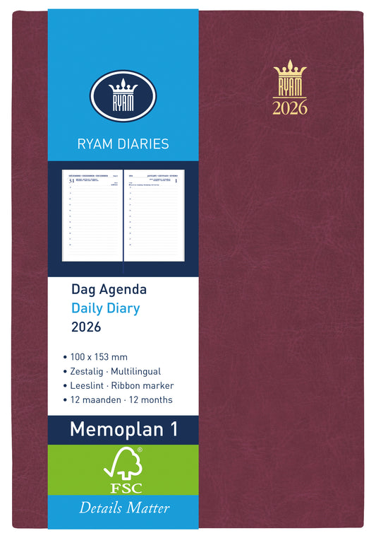 Agenda 2025 Ryam Memoplan 1 Mundior 1d/1p Bordeaux