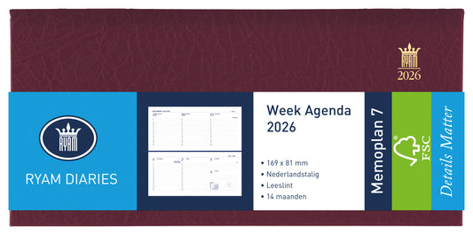 Agenda 2025 Ryam Memoplan 7 Suprema 7d/2p Bordeaux