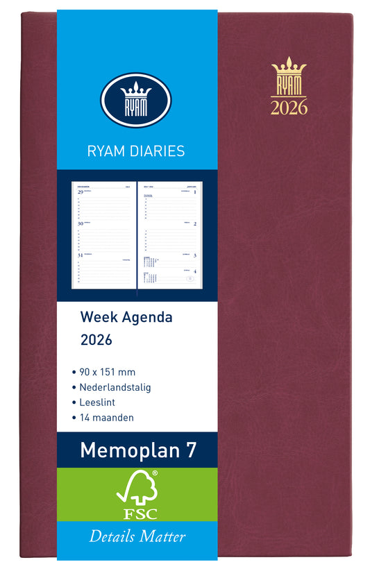 Agenda 2025 Ryam Memoplan 7 Suprema 7d/2p Bordeauxt