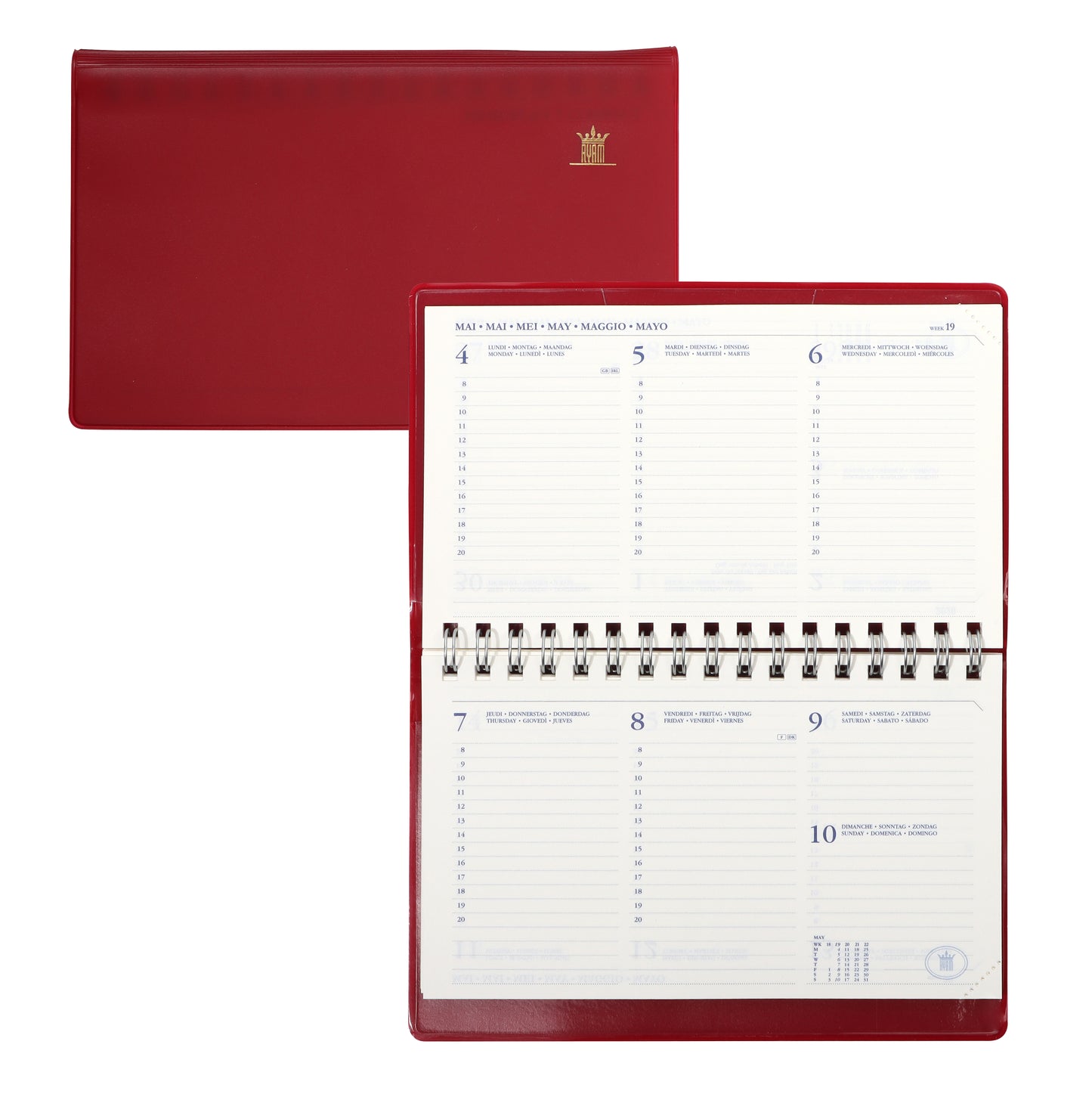 Agenda 2025 Ryam Compact Suprema, 7 dagen, 2-pagina’s, bordeaux, ringplastic - 3