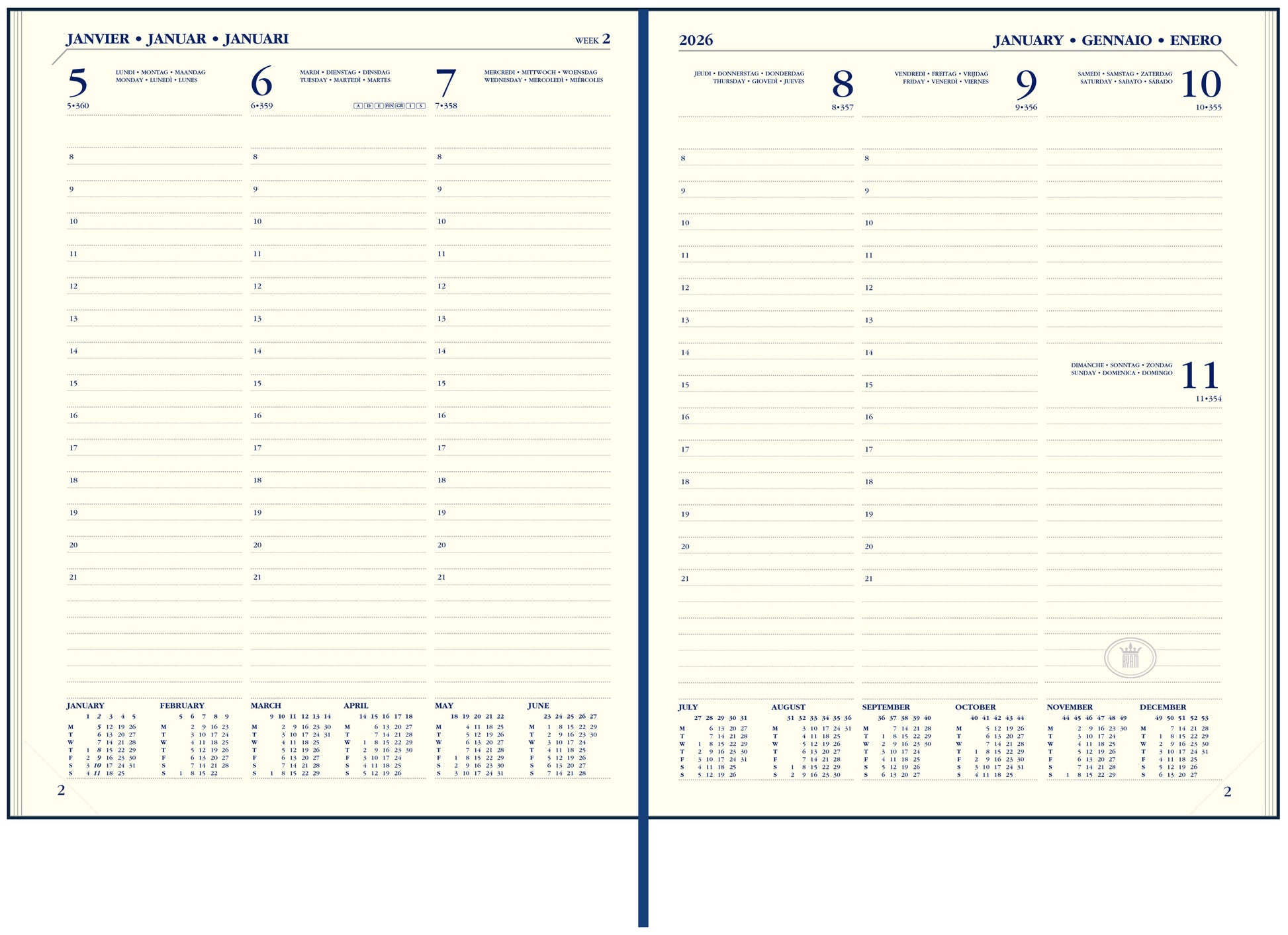 Ryam Executive Agenda 2025 7d/2b Bordeaux met 14-maands kalender - 2