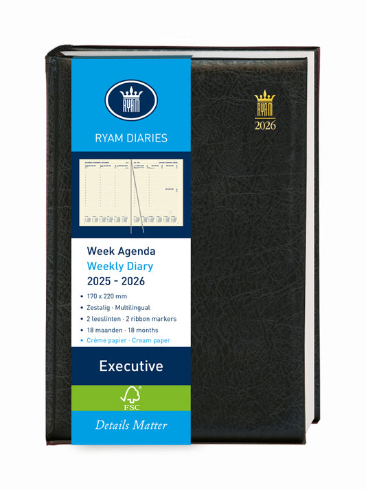 Schoolagenda 24-25 Ryam Executive Mundior 7d/2p zwart