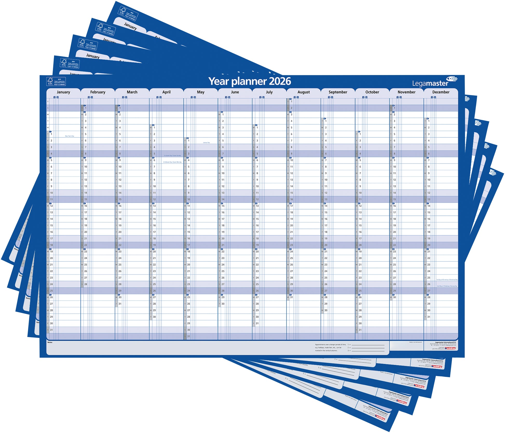 Jaarplanner 2025 LM 90x60cm horizontaal met Prioriteiten