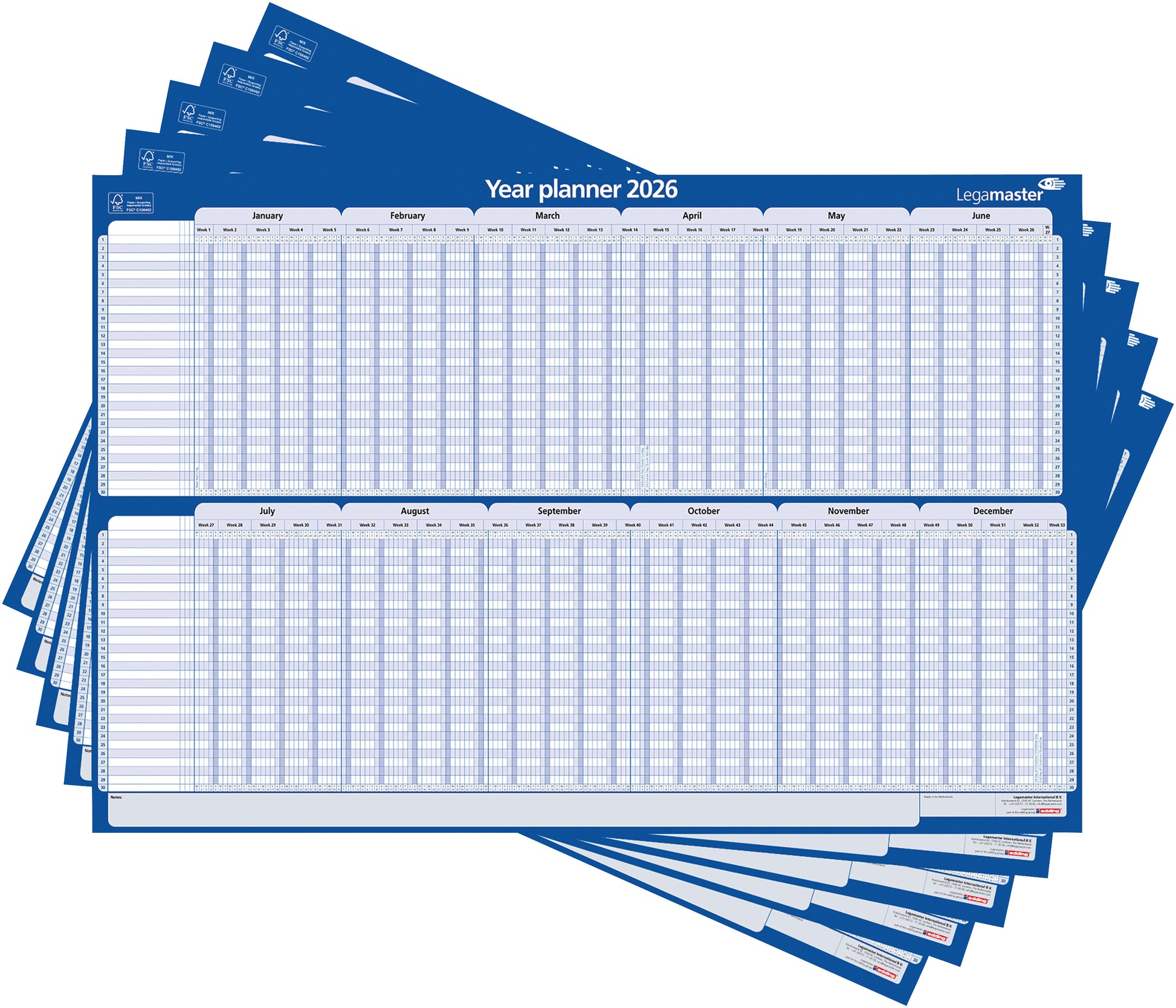Projectplanner 2025 LM 90x60cm gelamineerd en ophangbaar