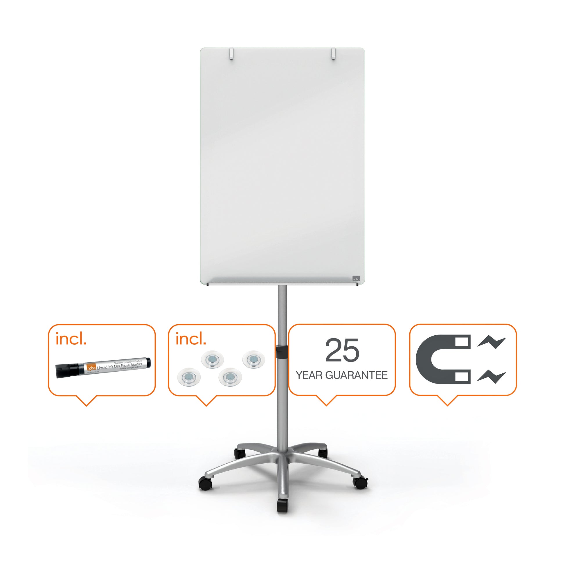 Mobiele Flipover Nobo Diamond Glass 70x100cm