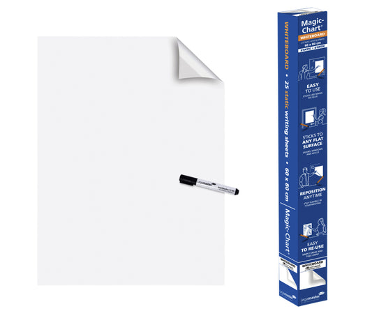 Magic-Chart Whiteboard 60x80cm statisch, herbruikbaar en milieuvriendelijk