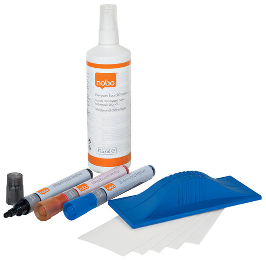 Nobo Whiteboard Starterkit met Markers, Wisser en Reinigingsvloeistof