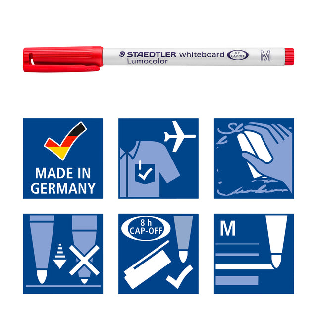 Viltstift Staedtler 301 Whiteboard Rond 1mm Assortiment - 4