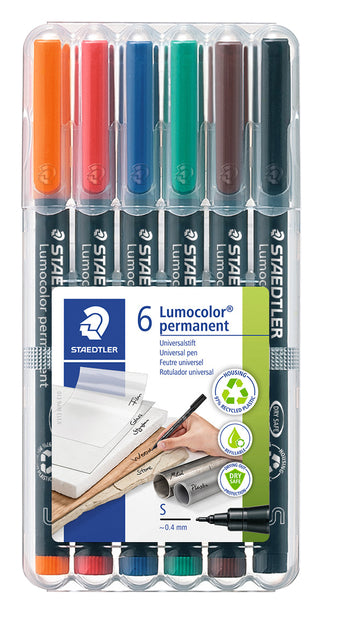 Viltstift Staedtler OHP Lumocolor SF Zwart, Perm, 0,4mm