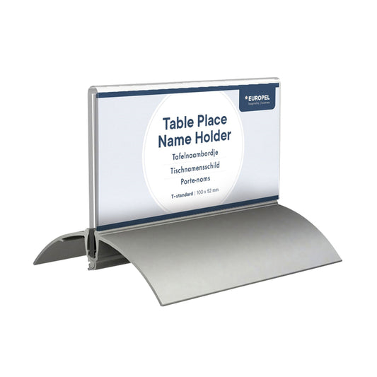 Tafelnaambord Europel 52x100mm Acryl met Aluminiumvoet