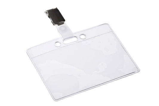 Badge Europel met strip en clip 90x60mm, transparant