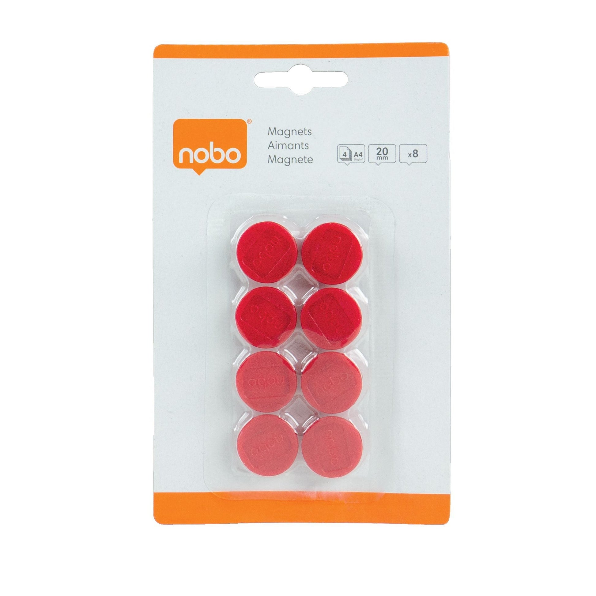 Magneet Nobo Rond Ø20mm Rood, Blister 8 Stuks - 3
