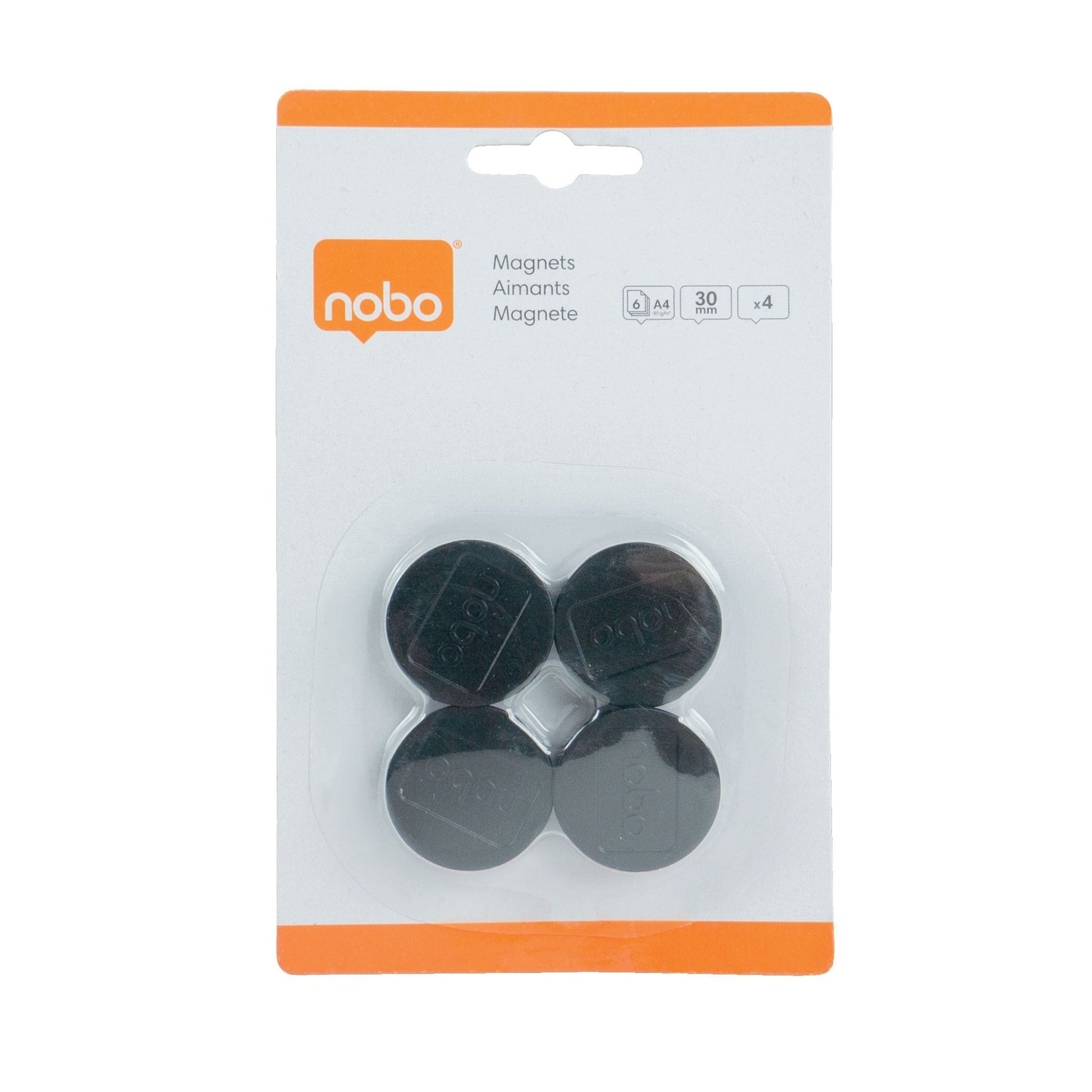 Nobo Magneet Ø30mm Zwart, Blister 4 Stuks - 3