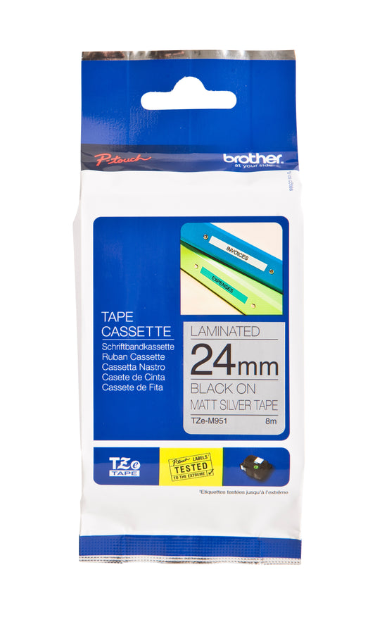 Brother TZE-M951 Labeltape 24mm Mat Zilver/Zwart, 8m